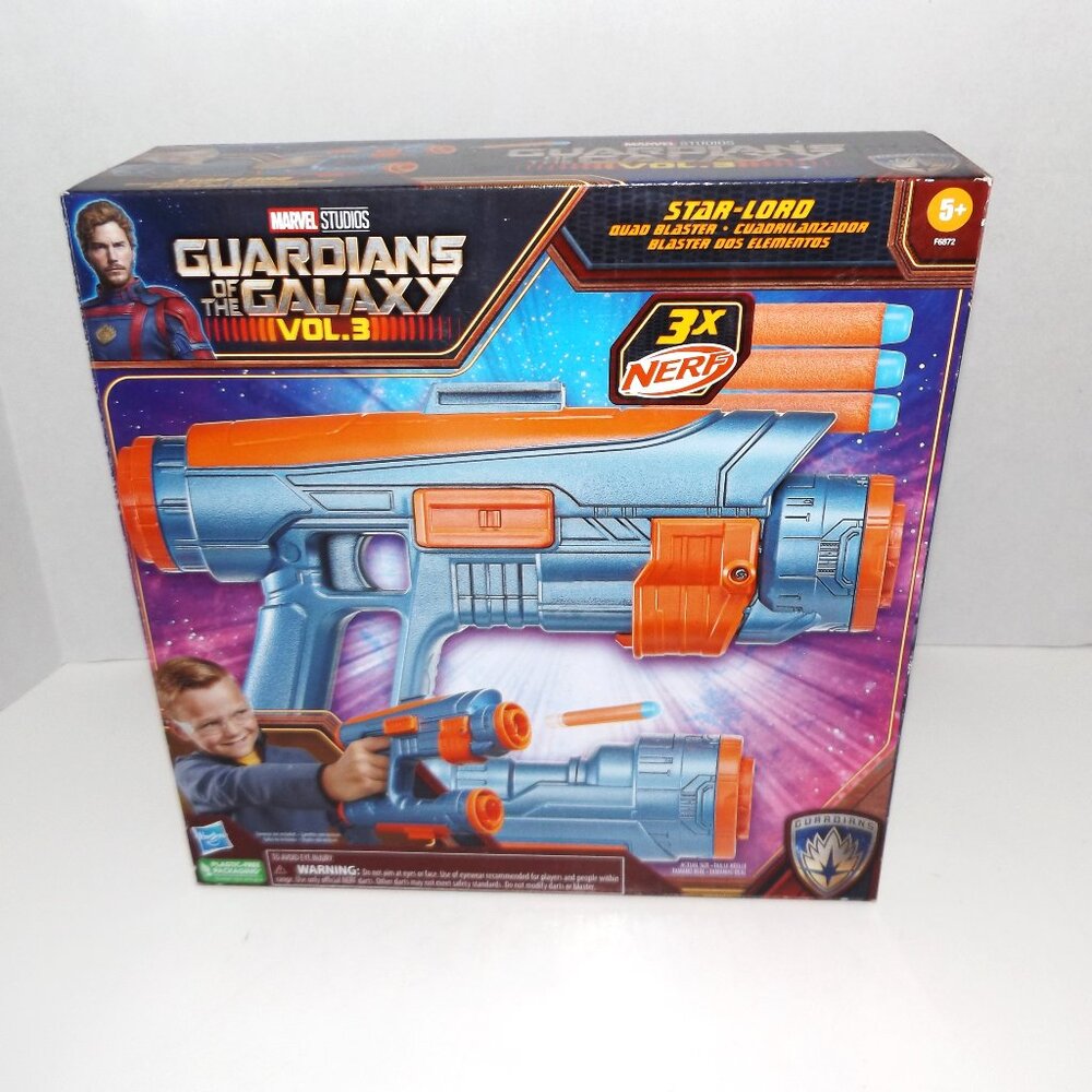 Guardians of the Galaxy Vol. 3 Star-Lord Quad Blaster 3X Nerf Gun NIB